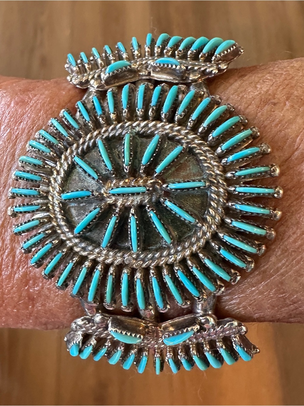 Sterling Silver Turquoise Needlepoint Cuff - Picture 14 of 14